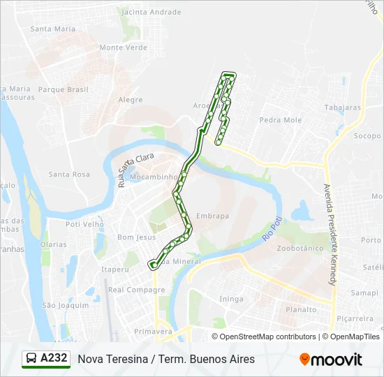 A232 Bus Line Map
