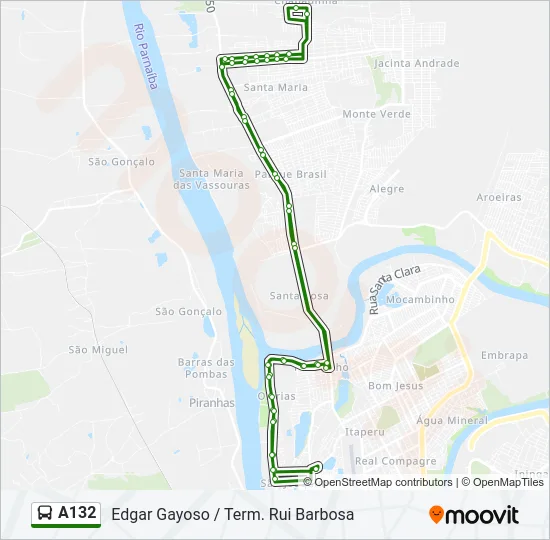 A132 Bus Line Map