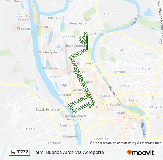 T232 Bus Line Map