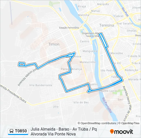 T0850 Bus Line Map