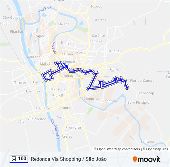 100 bus Line Map