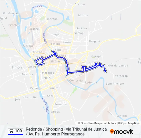 100 Bus Line Map