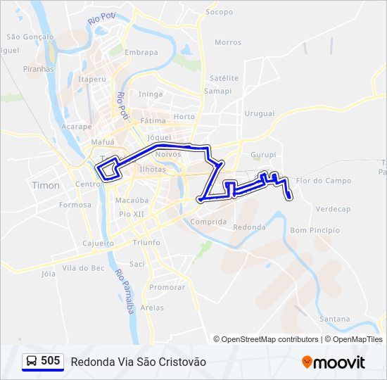 Mapa de 505 de autobús