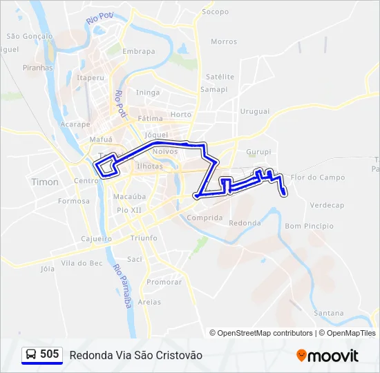 505 Bus Line Map