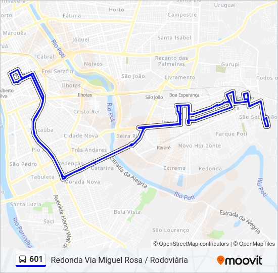 Mapa de 601 de autobús