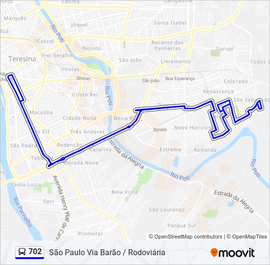 Mapa de 702 de autobús