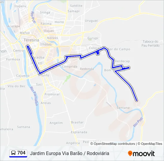 704 Bus Line Map
