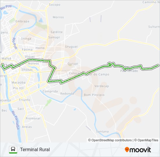 Mapa da linha LOTEAMENTO TABOCAS VIA SAO CRISTÓVÃO de ônibus
