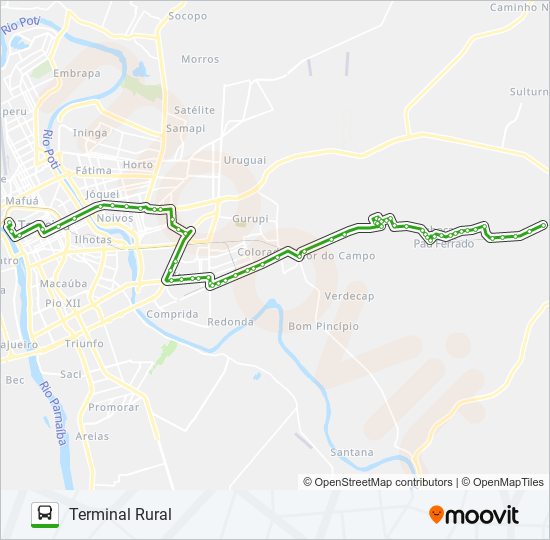 Mapa da linha LOTEAMENTO TABOCAS VIA SAO CRISTÓVÃO de ônibus