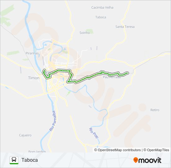 Mapa da linha LOTEAMENTO TABOCAS VIA SAO CRISTÓVÃO de ônibus