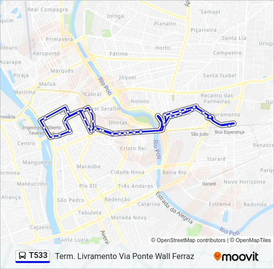 T533 Bus Line Map