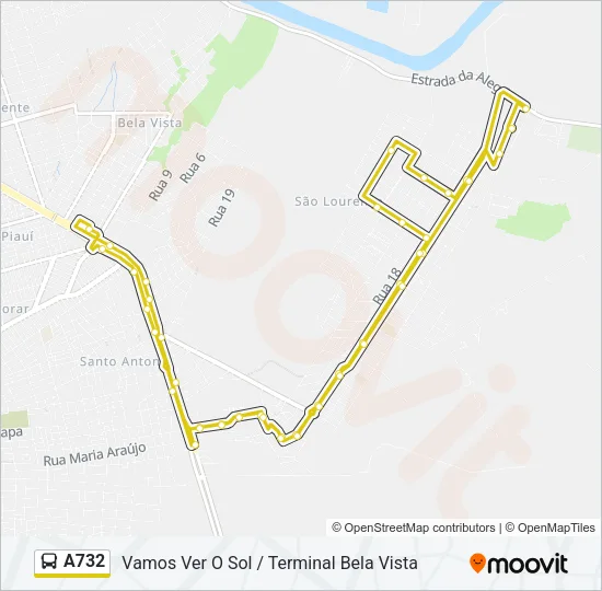 A732 Bus Line Map