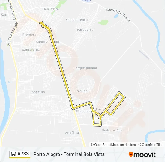A733 Bus Line Map