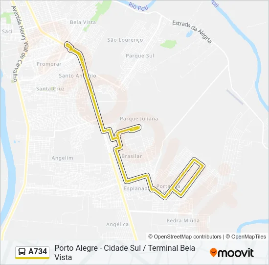 A734 Bus Line Map
