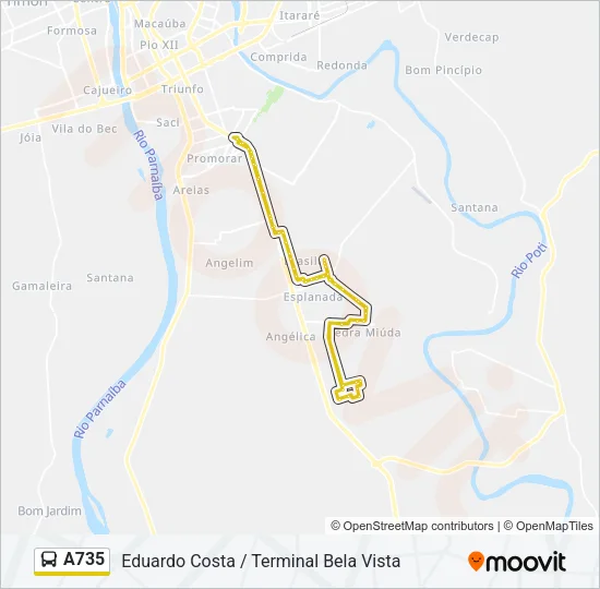 A735 Bus Line Map