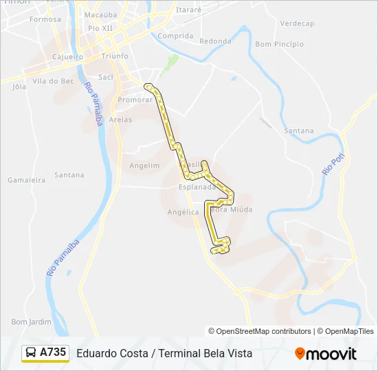 A735 Bus Line Map