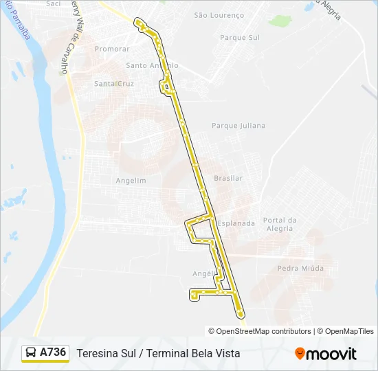 A736 Bus Line Map