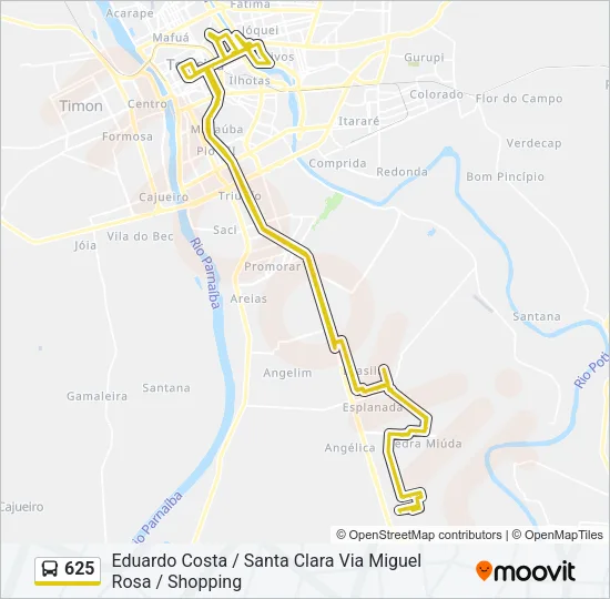 625 Bus Line Map