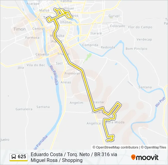 625 Bus Line Map