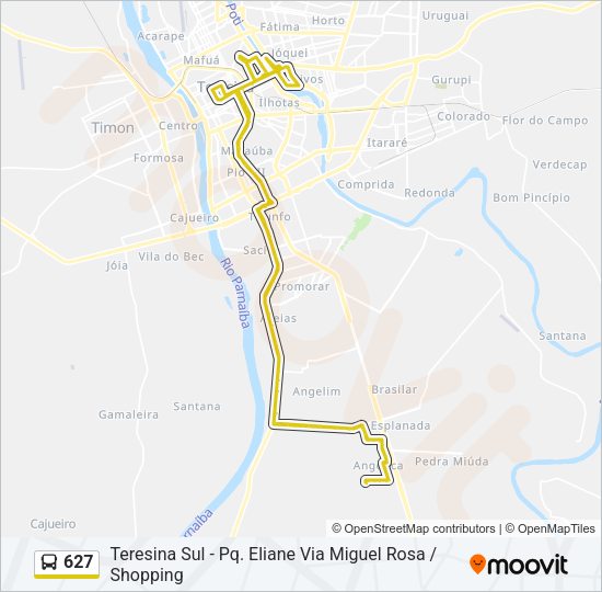 Mapa da linha 627 de ônibus