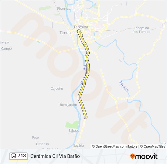 Mapa da linha 713 de ônibus