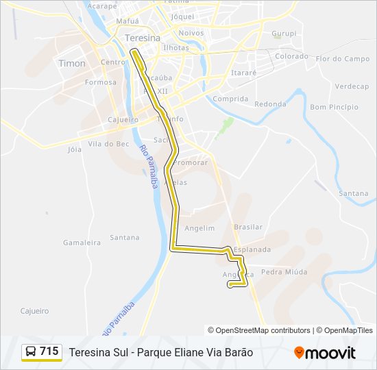Mapa da linha 715 de ônibus