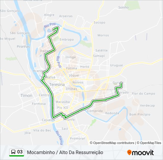 Mapa da linha 03 de ônibus