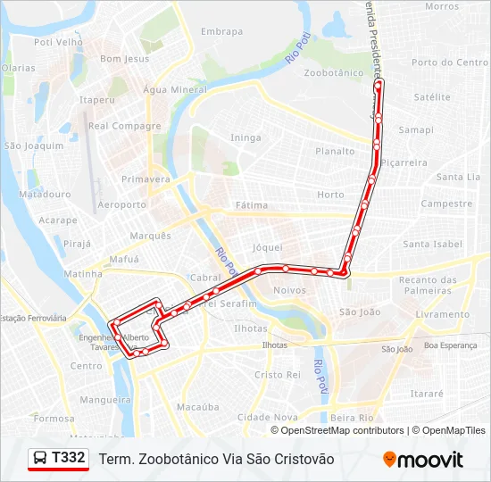 T332 Bus Line Map