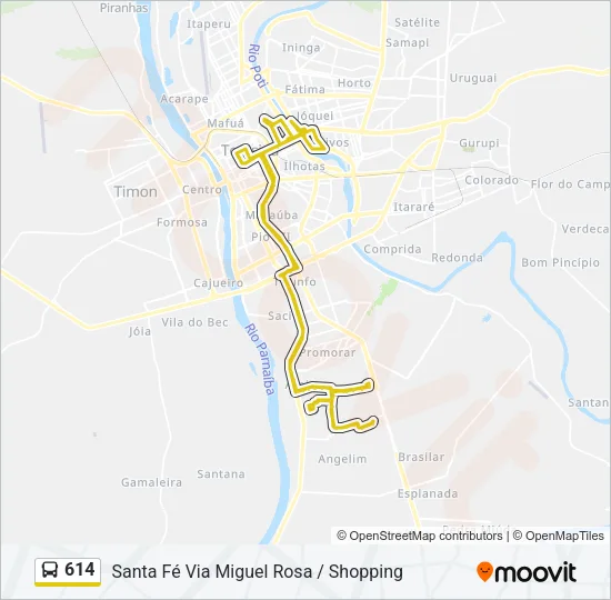 614 Bus Line Map
