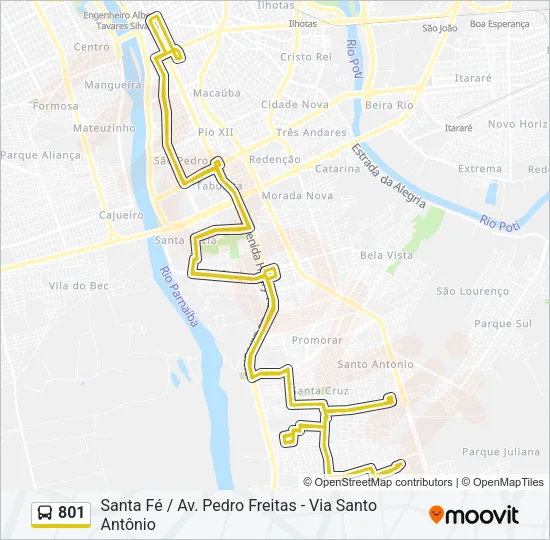 801 Bus Line Map