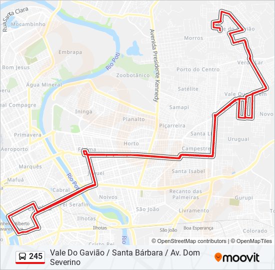 Mapa de 245 de autobús