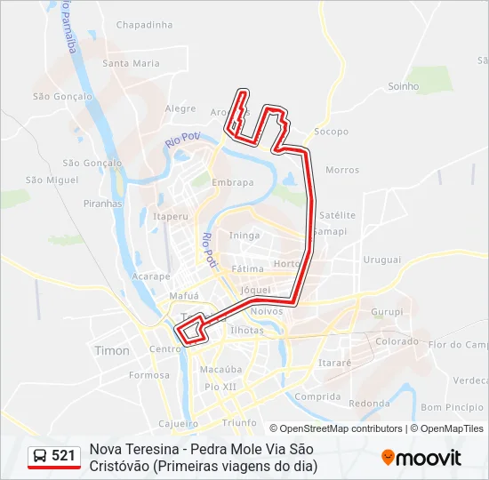 521 Bus Line Map