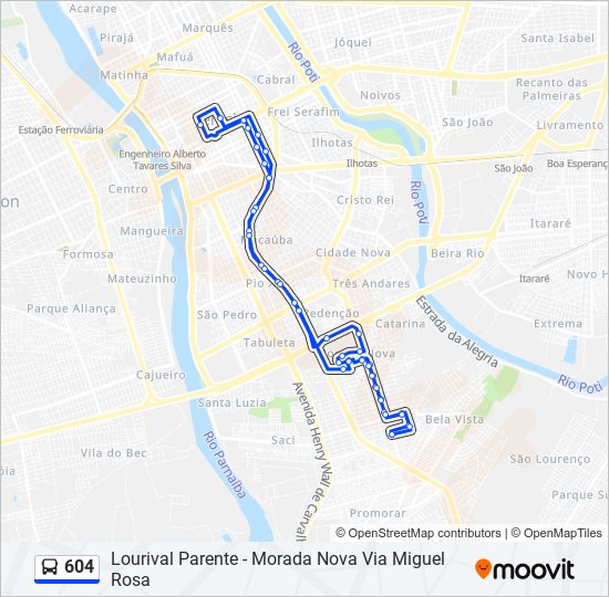 Mapa de 604 de autobús