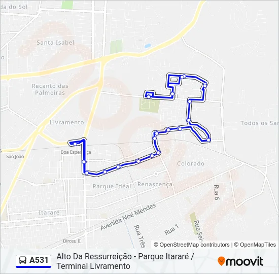 A531 Bus Line Map