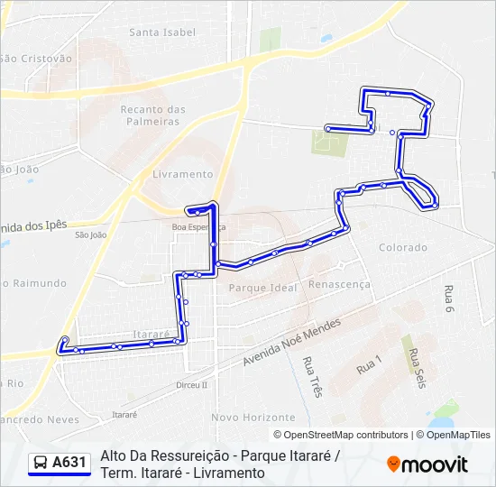 A631 Bus Line Map