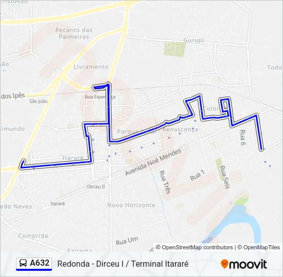 A632 Bus Line Map