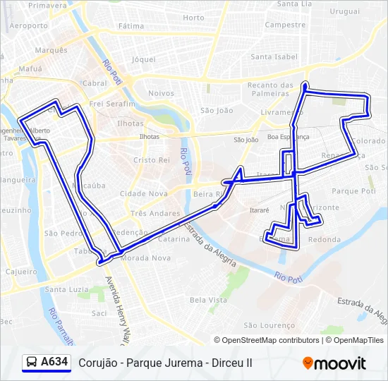 A634 Bus Line Map
