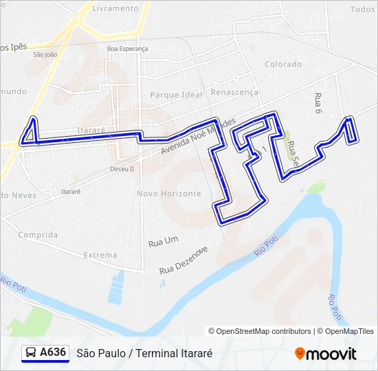 A636 Bus Line Map