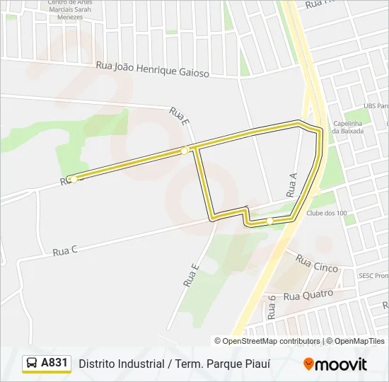 A831 Bus Line Map