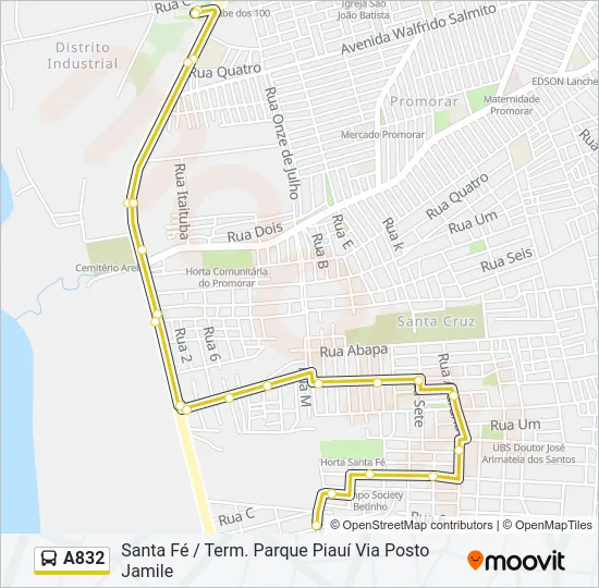 A832 Bus Line Map