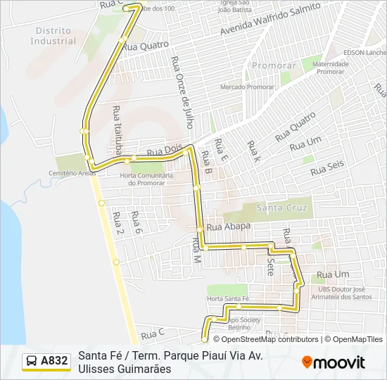 A832 Bus Line Map