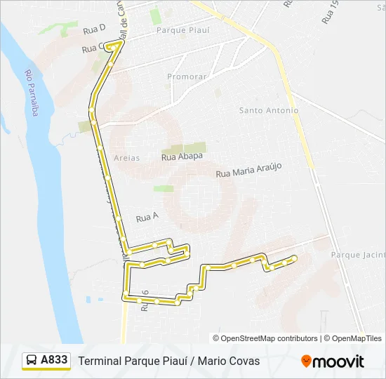 A833 Bus Line Map