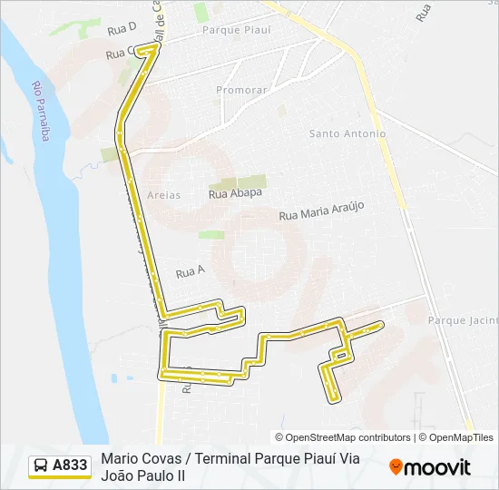 A833 Bus Line Map