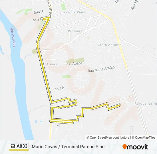 A833 Bus Line Map