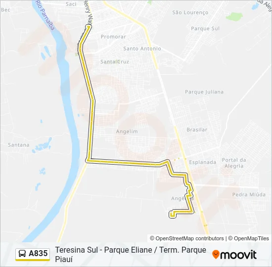 A835 Bus Line Map