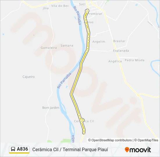 A836 Bus Line Map