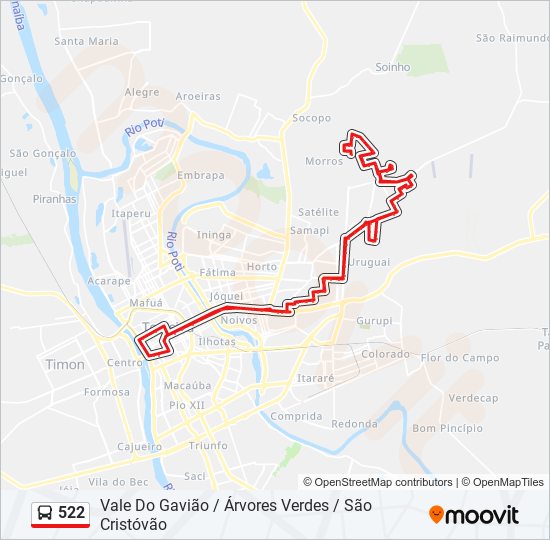 Mapa de 522 de autobús