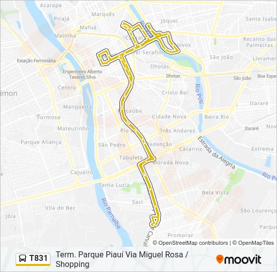 T831 Bus Line Map