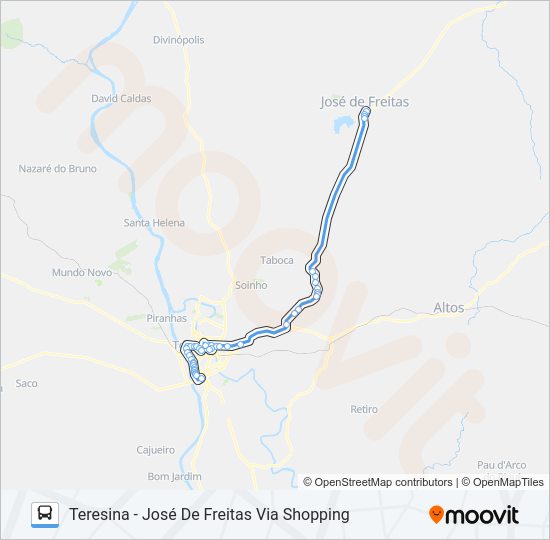 Mapa da linha TERESINA - JOSÉ DE FREITAS de ônibus