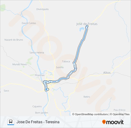 Mapa da linha TERESINA - JOSÉ DE FREITAS de ônibus